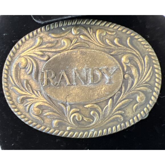 Vintage Belt Buckle 1977 RANDY Western Floral Custom Name The Kinney Co - Picture 3 of 7